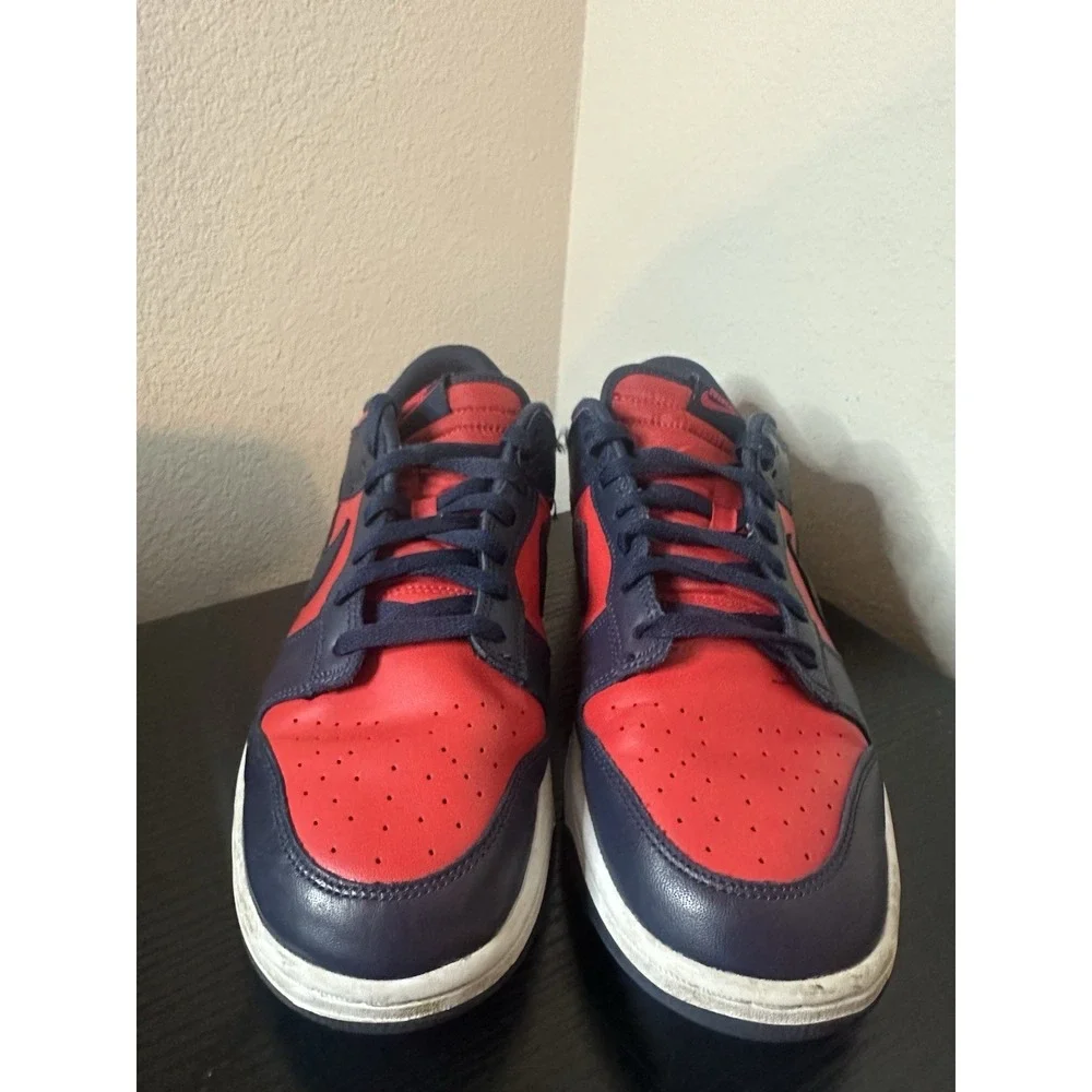 Size 12 - Nike Dunk Low Retro University Red White Obsidian Blue Shoes Mens